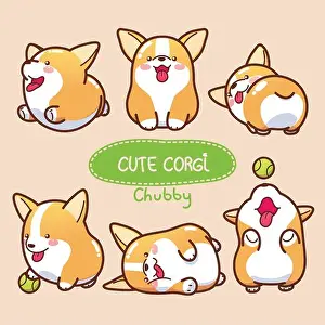 Cute Dog Prints: Cute Chubby Corgi Collection