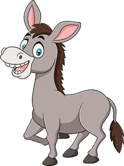 Amusing Prints: Cute Donkey animal cartoon illustration