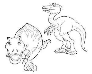 Dinosaur Prints: Cute group Dinosaurs vector cartoon many actions