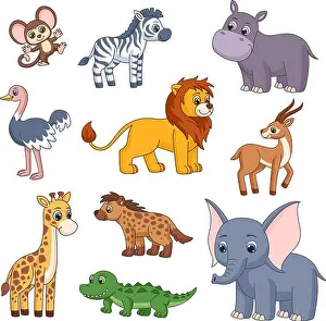 Alligator Prints: Cute jungle cartoon animals. Safari animal