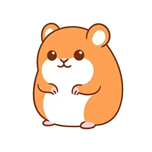 Hamster Prints: Cute kawaii hamster drawing, funny cartoon pet vector clip art illustration