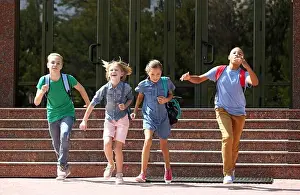Schoolboy Prints: Cute kids running out of school