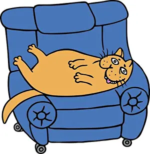 Sleepy Prints: Cute lazy orange fat cat is lying on a armchair