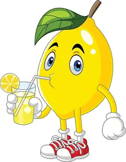Acid Prints: Cute lemon cartoon drinking lemonade