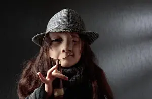 Investigate Prints: Cute little detective with a magnifying glass