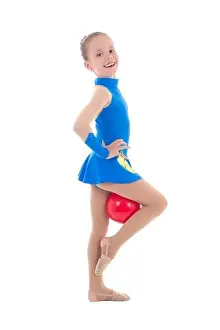 Gymnastic Prints: cute little girl doing gymnastics with ball isolated on white background