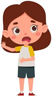 Disgust Prints: Cute little kid girl feeling disgusted