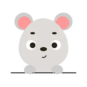 Split Prints: Cute little mouse head with closed eyes
