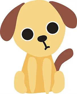 Vector On White Background Prints: Cute little puppy, illustration, vector on white background