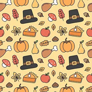 Acorn Prints: cute lovely holiday seamless vector pattern background illustration with thanksgiving elements