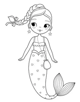 Sea Star Prints: Cute mermaid girl fashion illustration