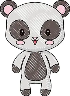 Panda Prints: cute panda animal baby drawing cartoon vector illustration