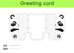 Leaflet Prints: Cute panda fold-a-long greeting card template