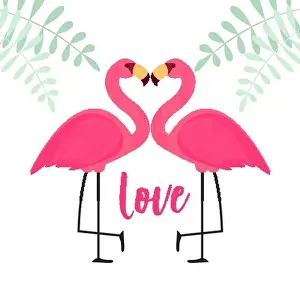 Flamingo Prints: Cute Pink Flamingo in Love Background Vector Illustration