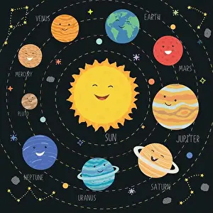 Mercury Prints: Cute planets with funny smiling faces