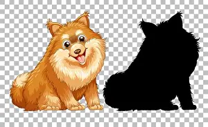 Alive Prints: Cute pomeranian dog and its silhouette on transparent background illustration