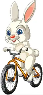 Whimsical Prints: Cute rabbit cycling with joy and excitement