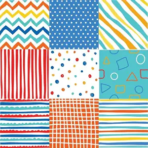 Polka Dot Prints: Cute set of kids seamless patterns with fabric textures