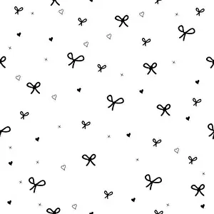 Fabric Pattern Prints: Cute simple background with black bow ribbons and hearts