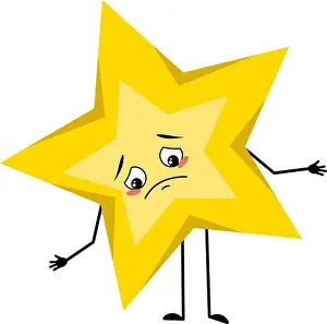 Melancholy Prints: Cute star character with sad emotions