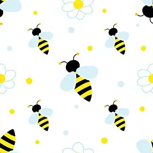 Wrapping Paper Prints: Cute striped bee. Children repeating pattern with bee in meadow