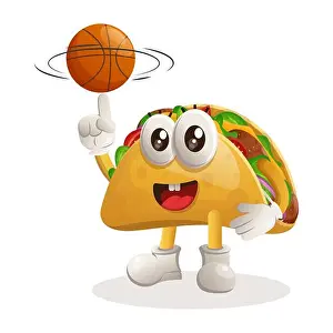 Fastfood Prints: Cute taco mascot playing basketball