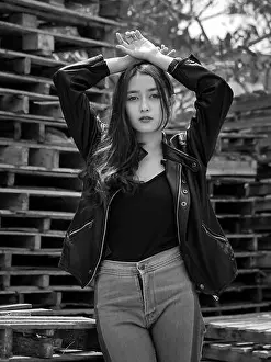 Beautiful Girl Prints: cute teen girl with black and white pic