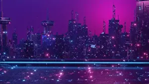 Scape Prints: cyberpunk cityscape of urban area, 3d render