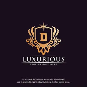 Calligraphic Prints: D initial letter luxury ornament gold monogram logo template vector
