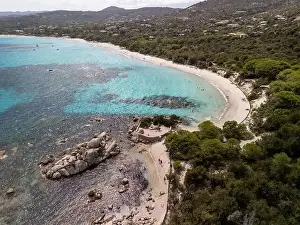Seaside Retreat Prints: Da Mare By Sea Lounge in Porto-Vecchio and surrounding beach aerial view, Corsica France