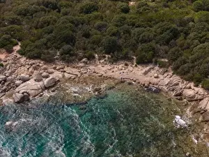 Corsica Prints: Da Mare By Sea Lounge in Porto-Vecchio and surrounding beach aerial view, Corsica France