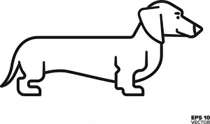 Dachshund Prints: Dachshund vector line icon. Purebred dog outline symbol