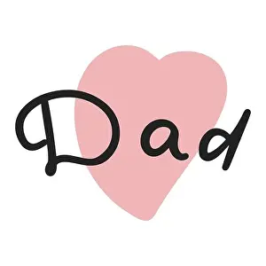 Daddy Prints: Dad word calligraphy with a heart shape isolated on white background