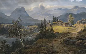 Early 20th Prints: Dahl Johan Christian Clausen - View of Oylo Farm Valdres