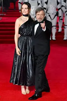 Arriving Prints: Daisy Ridley and Mark Hamill attending the european premiere of Star Wars: The Last Jedi held at The Royal Albert Hall