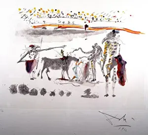 Dali Prints: DALI, SALVADOR PINTOR ESPA¿OL.FIGUERAS 1904-1989 LAMINA DE SU ' TAUROMAQUIA SURREALISTA ' 1966 AGUAFUERTE Y