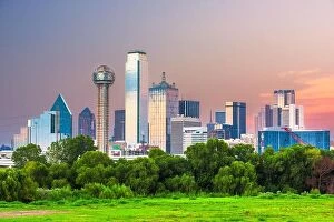 Images Dated 29th August 2017: Dallas, Texas, USA downtown city skyline at dusk