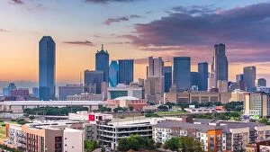 Images Dated 28th August 2017: Dallas, Texas, USA skyline over downtown at dusk