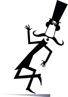 Positive Emotion Prints: Dancing long mustache man in the top hat