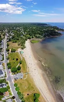 Beverly Prints: Dane Street Beach at Mackerel Cove aerial view in city of Beverly, Massachusetts MA, USA