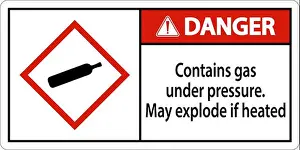 Yellow Vector Vectors Prints: Danger Contains Gas Under Pressure GHS Sign On White Background