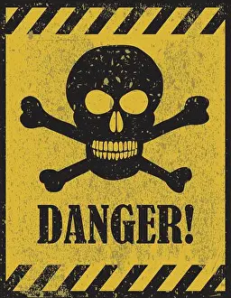 Radioactive Prints: Danger sign with skull symbol. Deadly danger sign, warning sign, danger zone