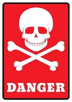 Beware Prints: Danger skull warning death symbol