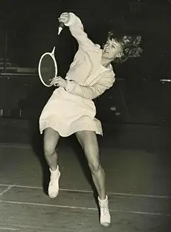 Badminton Prints: Danish badminton player Birgit Rostgaard-Frohne playing at the England Badminton Championships
