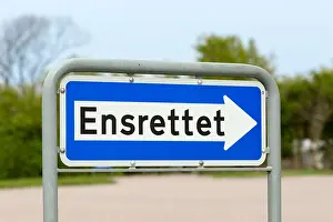 Directions Prints: Danish road sign with the text Ensrettet which means one-way