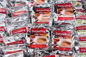 Green Tea Prints: Darjeeling Milk Tea and Green Tea packets