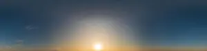 Dark blue sunset sky pano with Cirrus clouds