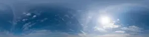 Dark blue sunset sky pano with Cirrus clouds