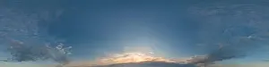Dark blue sunset sky pano with Cirrus clouds