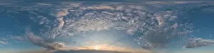 Dark blue sunset sky pano with Cirrus clouds